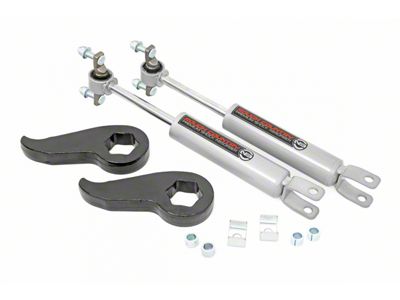 Rough Country 1.50 to 2-Inch Leveling Torsion Bar Keys with Premium N3 Shocks (20-23 4WD Sierra 2500 HD w/o MagneRide)