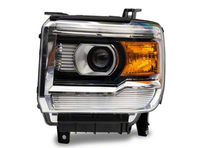 Projector Headlight; Chrome Housing; Clear Lens; Driver Side (15-19 Sierra 2500 HD w/ Factory Halogen Headlights)