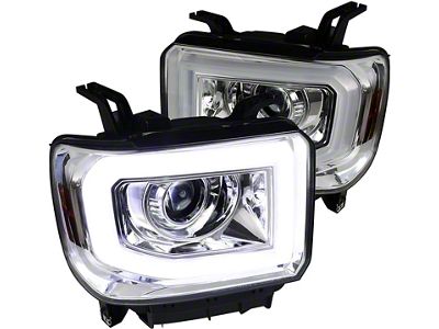 LED Bar Projector Headlights; Chrome Housing; Clear Lens (15-19 Sierra 2500 HD w/ Factory Halogen Non-LED DRL Headlights)