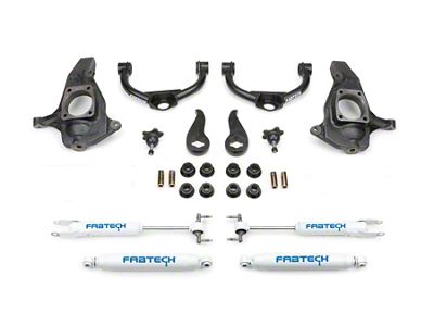 Fabtech 3.50-Inch Ball Joint Upper Control Arm Lift Kit with Performance Shocks (11-19 Silverado 3500 HD Extended/Double Cab, Crew Cab)