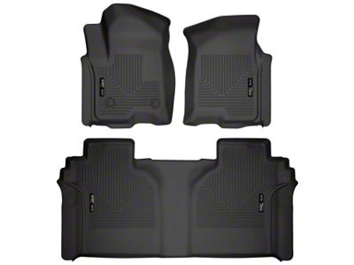 Husky Liners WeatherBeater Front and Second Seat Floor Liners; Black (20-23 Silverado 3500 HD Crew Cab w/ Rear Underseat Storage)