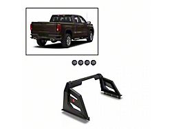 Armour Roll Bar with 5.30-Inch Black Round Flood LED Lights; Black (00-23 F-150 Styleside)