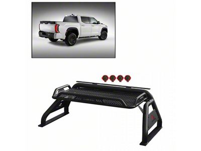 Atlas Roll Bar with 7-Inch Red Round LED Lights; Black (01-23 Sierra 1500)