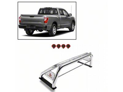 Atlas Roll Bar with 7-Inch Red Round LED Lights; Stainless Steel (03-23 RAM 2500 w/o RAM Box)