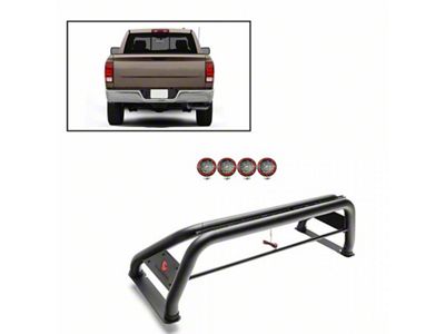 Classic Roll Bar with 5.30-Inch Red Round Flood LED Lights; Stainless Steel (03-23 RAM 2500 w/o RAM Box)