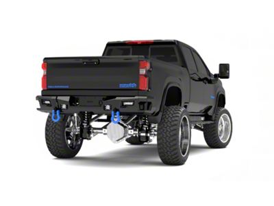Road Armor iDentity Beauty Ring Rear Bumper with Shackle End Pods, Dual Pod and Single Row Light Bar Pods; Light Textured Black (20-23 Sierra 2500 HD)
