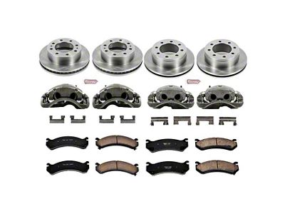 PowerStop OE Replacement 8-Lug Brake Rotor, Pad and Caliper Kit; Front and Rear (07-10 Silverado 2500 HD)
