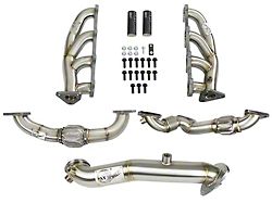 AFE Twisted Steel Shorty Headers with Up-Pipes and Down-Pipe; 4-Bolt Flange (15.5-16 6.6L Duramax Silverado 3500 HD)