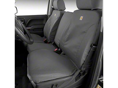 Covercraft SeatSaver Custom Front Seat Covers; Carhartt Gravel (19-23 Silverado 1500 w/ Front Bench Seat & Fold-Down Console w/ Lid)