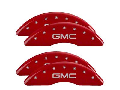 MGP Red Caliper Covers with GMC Logo; Front and Rear (11-19 Sierra 3500 HD SRW)