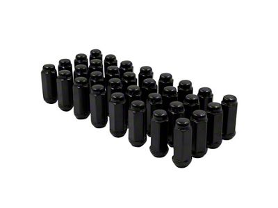 Black Bulge Acorn Lug Nut Kit; 14mm x 1.5; Set of 32 (07-23 Sierra 2500 HD)