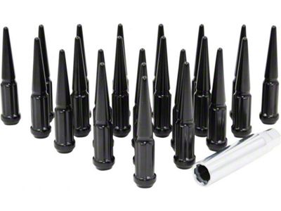 Black Spike Lug Nut Kit; 14mm x 1.5; Set of 32 (11-23 F-350 Super Duty)