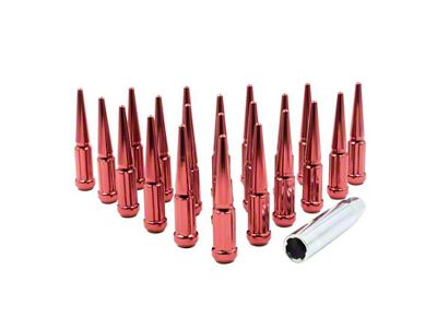 Red Spike Lug Nut Kit; 14mm x 1.5; Set of 32 (07-23 Sierra 2500 HD)