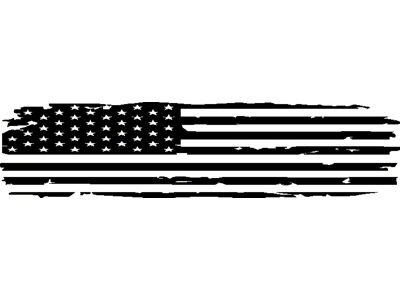 Full Rear Glass Tattered Flag Decal; Matte Black (07-23 Sierra 2500 HD)