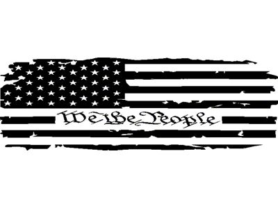 Tailgate Tattered We The People Flag Decal; Matte Black (07-23 Sierra 2500 HD)
