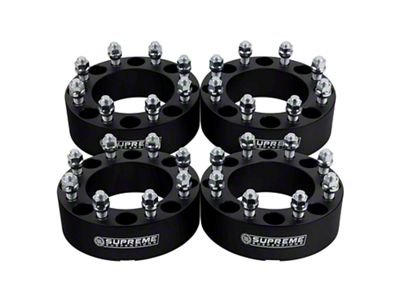 Supreme Suspensions 1.25-Inch PRO Billet 8 x 165.1mm to 8 x 180mm Wheel Adapters; Black; Set of Four (07-10 Silverado 2500 HD)