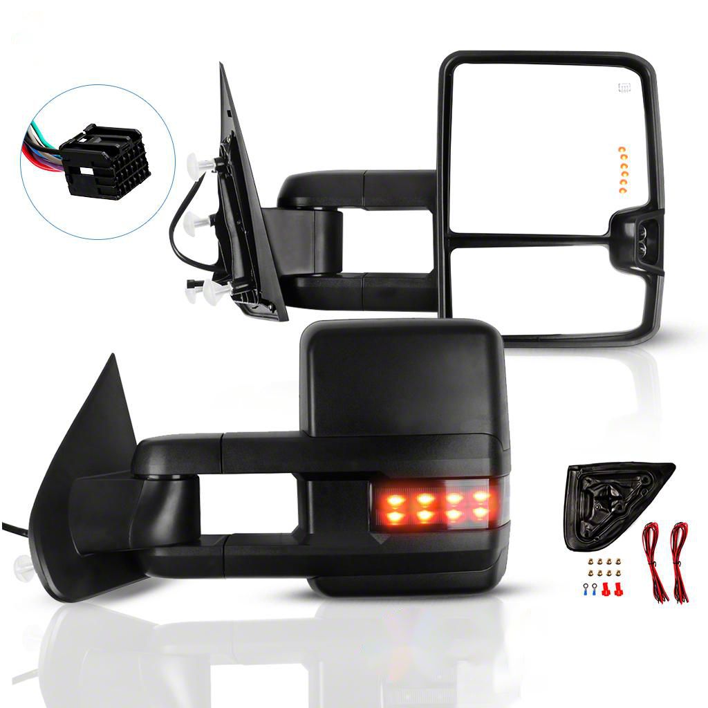 Silverado 1500 Power Heated Manual Telescoping Towing Mirrors With Led 