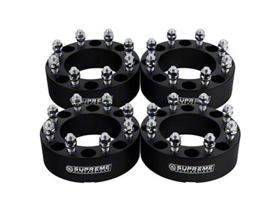 Supreme Suspensions 1.50-Inch PRO Billet 8 x 165.1mm to 8 x 180mm Wheel Adapters; Black; Set of Four (07-10 Sierra 2500 HD)