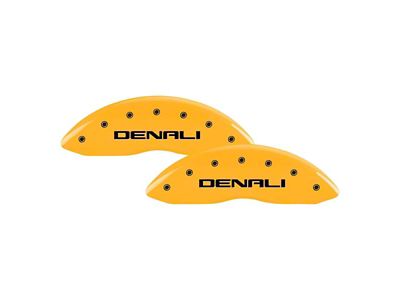 MGP Yellow Caliper Covers with Denali Logo; Front and Rear (20-23 Sierra 3500 HD SRW)