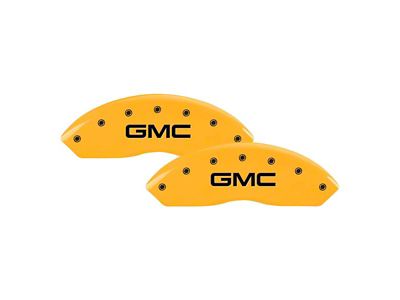 MGP Yellow Caliper Covers with GMC Logo; Front and Rear (20-23 Sierra 3500 HD SRW)