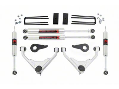 Rough Country 3-Inch Bolt-On Upper Control Arm Suspension Lift Kit with M1 Monotube Shocks for FK or FF RPO Codes (07-10 Silverado 3500 HD SRW)