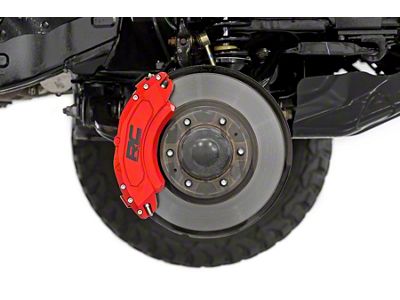 Rough Country Red Brake Caliper Covers; Front and Rear (11-19 Sierra 3500 HD)