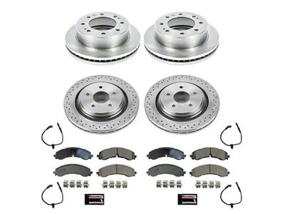 PowerStop OE Replacement 8-Lug Brake Rotor and Pad Kit; Front and Rear (20-23 Sierra 2500 HD)