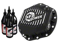 AFE Pro Series Rear Differential Cover with Machined Fins and 75w-90 Gear Oil; Black; AAM 11.50/12 Rear Axles (20-21 Sierra 2500 HD)