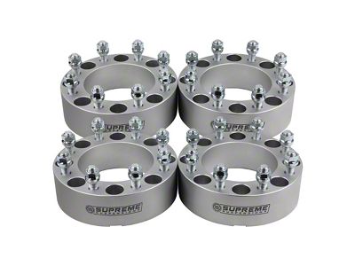 Supreme Suspensions 1.50-Inch PRO Billet 8 x 165.1mm to 8 x 170mm Wheel Adapters; Silver; Set of Four (07-10 Sierra 2500 HD)