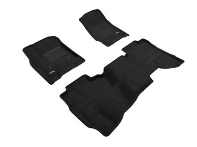 3D MAXpider Elegant Perfect Fit Carpet Front and Rear Floor Liners; Black (15-19 Silverado 3500 HD Double Cab)
