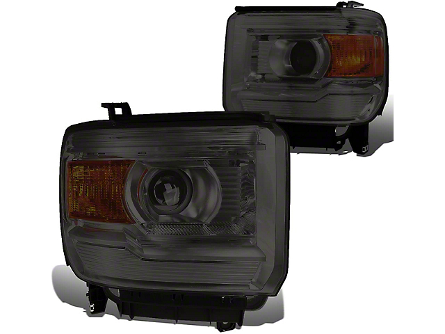 Projector Headlights with Amber Corner Lights; Chrome Housing; Smoked Lens (15-17 Sierra 2500 HD w/ Factory Halogen Headlights)