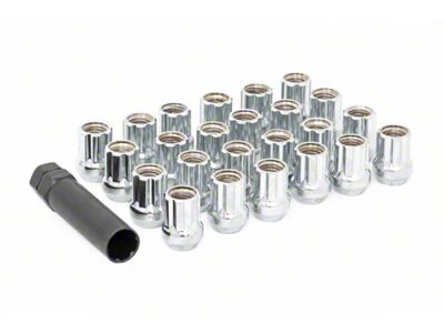 Rough Country Chrome Open End Style Lug Nut Kit; M14 x 1.5; Set of 32 (07-23 Sierra 2500 HD)