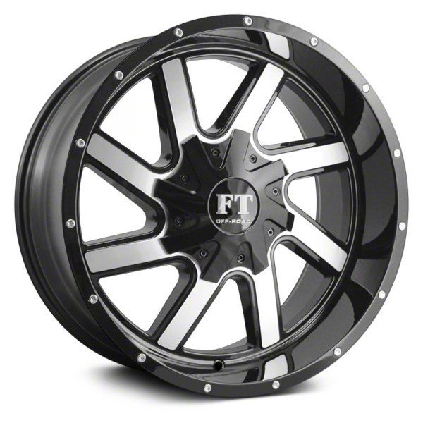 Full Throttle Off Road Sierra 2500 FT1 Gloss Black Machined 8Lug Wheel; 20x10; 24mm Offset