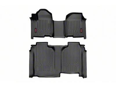 Rough Country Heavy Duty Front and Rear Floor Mats; Black (20-23 Silverado 3500 HD Crew Cab w/ Front Bench Seat & w/o Under Seat Storage)