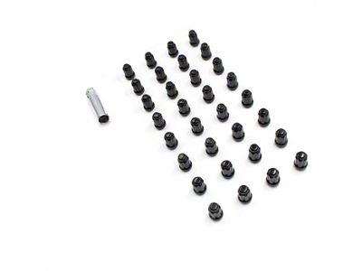 Black 6-Spline Lug Nut Kit; 14mm x 1.5; Set of 32 (07-23 Sierra 2500 HD)