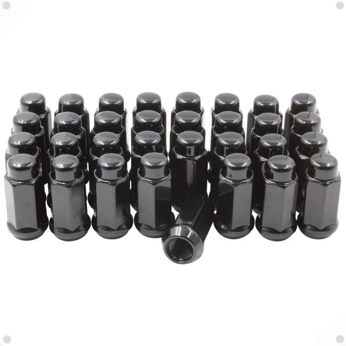 Sierra 3500 Black Bulge Acorn Lug Nut Kit; 14mm x 1.5; Set of 32 (07-23 ...