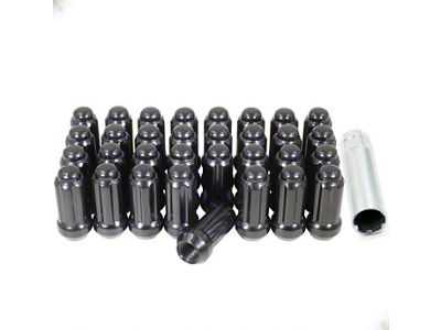 Black Chrome 6-Spline Lug Nut Kit; 14mm x 1.5; Set of 32 (07-23 Silverado 2500 HD)
