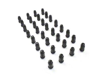 Black XL Bulge Acorn Lug Nut Kit; 14mm x 1.5; Set of 32 (07-23 Silverado 2500 HD)