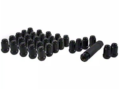 Black Closed End Spline Lug Nuts; M14 x 1.5; Set of 32 (07-23 Silverado 2500 HD)