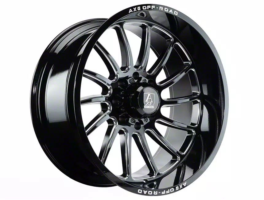 Axe Wheels Ram 2500 Chronus Gloss Black Milled 8 Lug Wheel 22x12