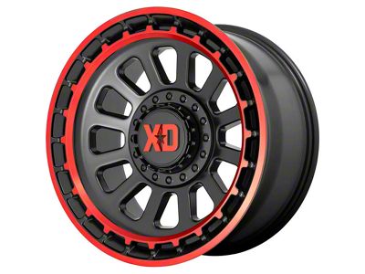XD Omega Satin Black Machined with Red Tint 8-Lug Wheel; 20x10; -18mm Offset (20-23 Silverado 2500 HD)