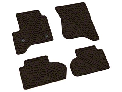 FLEXTREAD Factory Floorpan Fit Tire Tread/Scorched Earth Scene Front and Rear Floor Mats; Brown (14-18 Sierra 1500 Double Cab)