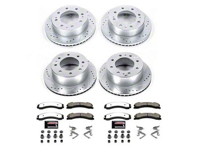 PowerStop Z36 Extreme Truck and Tow 8-Lug Brake Rotor and Pad Kit; Front and Rear (15-19 Sierra 2500 HD)