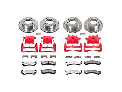 PowerStop Z36 Extreme Truck and Tow 8-Lug Brake Rotor, Pad and Caliper Kit; Front and Rear (07-10 Silverado 2500 HD)