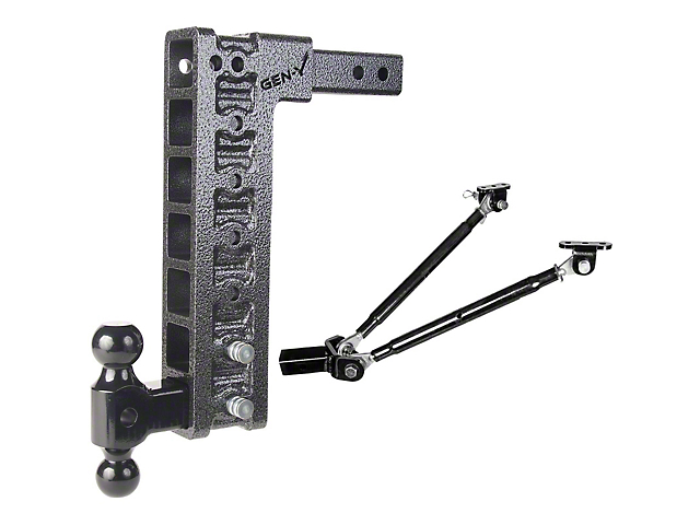Gen-Y Hitch Mega-Duty 16K Adjustable 2-Inch Receiver Hitch Dual-Ball Mount with Stabilizer Bars; 15-Inch Drop (Universal; Some Adaptation May Be Required)