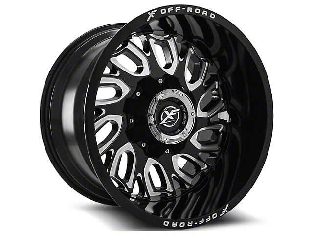 XF Offroad XF-207 Gloss Black Milled 8-Lug Wheel; 20x9; 0mm Offset (15-19 Silverado 2500 HD)