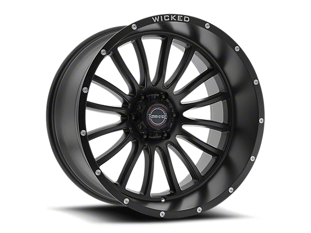 Wicked Offroad W908 Satin Black Milled 8-Lug Wheel; 20x10; -24mm Offset (07-10 Silverado 2500 HD)
