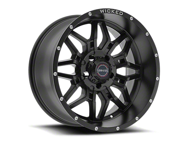 Wicked Offroad W909 Satin Black Milled 8-Lug Wheel; 20x10; -24mm Offset (07-10 Silverado 2500 HD)