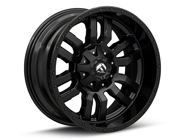 Fuel Wheels Sledge Gloss and Matte Black 8-Lug Wheel; 20x9; 1mm Offset (07-10 Silverado 2500 HD)