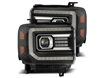 AlphaRex LUXX-Series LED Projector Headlights; Black Housing; Clear Lens (14-18 Sierra 1500)